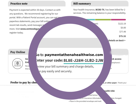 M-paymentathenahealth.com Statement code location